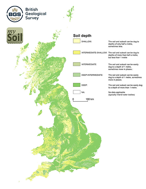 Simplified soil thickness map