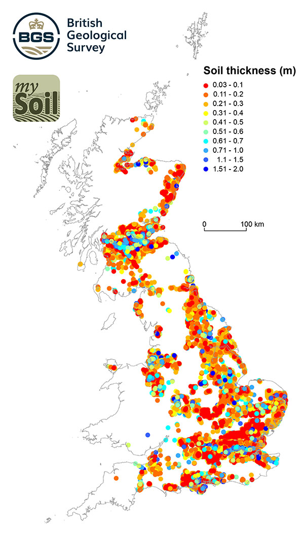 Soil depth point data map