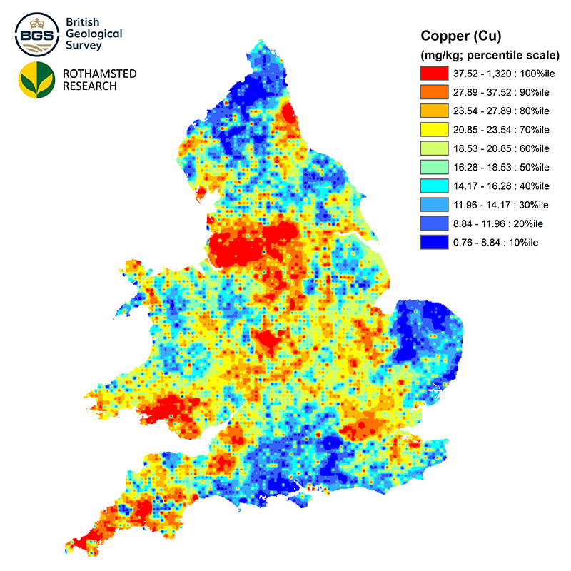 Copper concentrations map