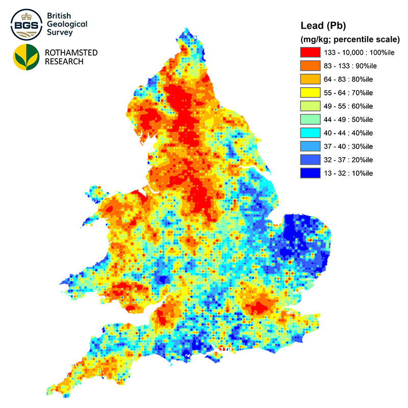 Lead concentrations map