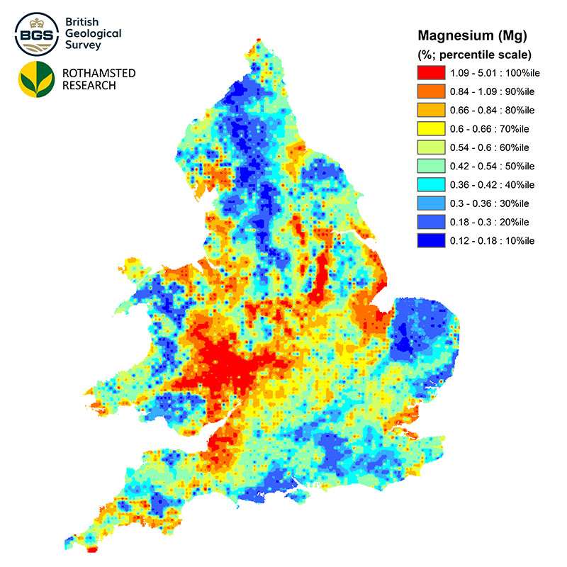 Magnesium concentrations map