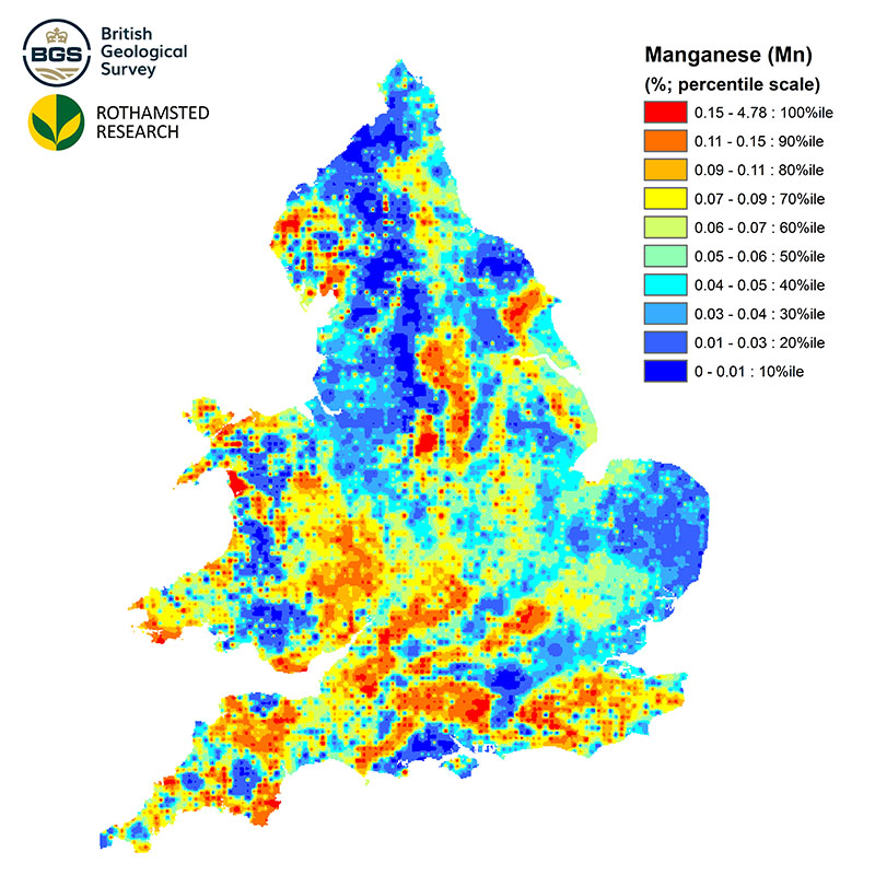 Manganese concentrations map