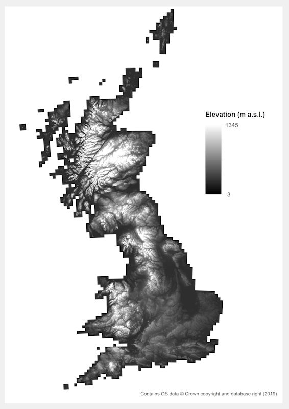 OS Terrain 50 elevation map