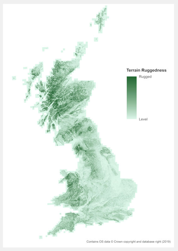 OS Terrain 50 terrain ruggedness map