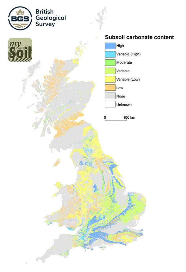 Parent material carbonate content map