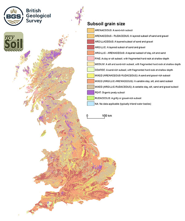 Parent material grain size map