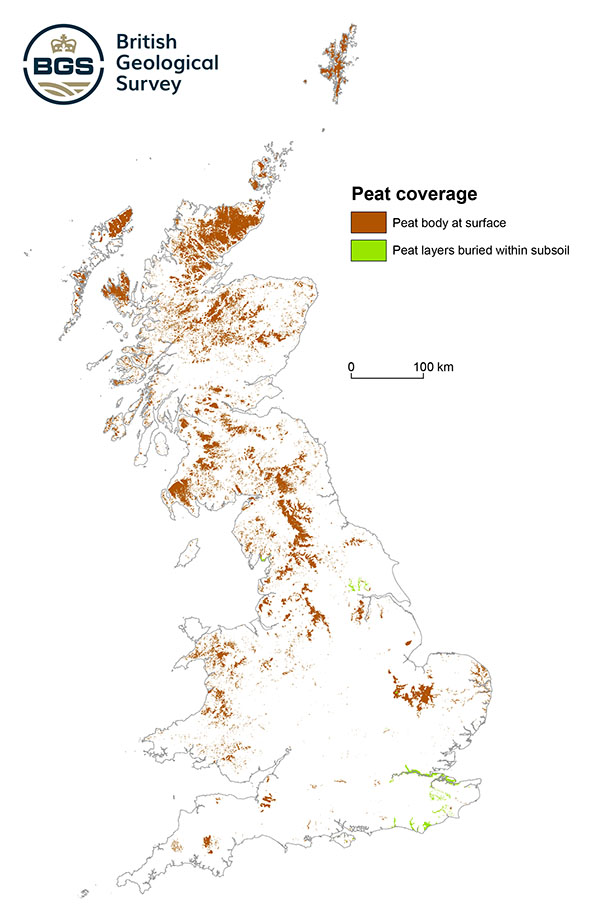 Parent material peat coverage map